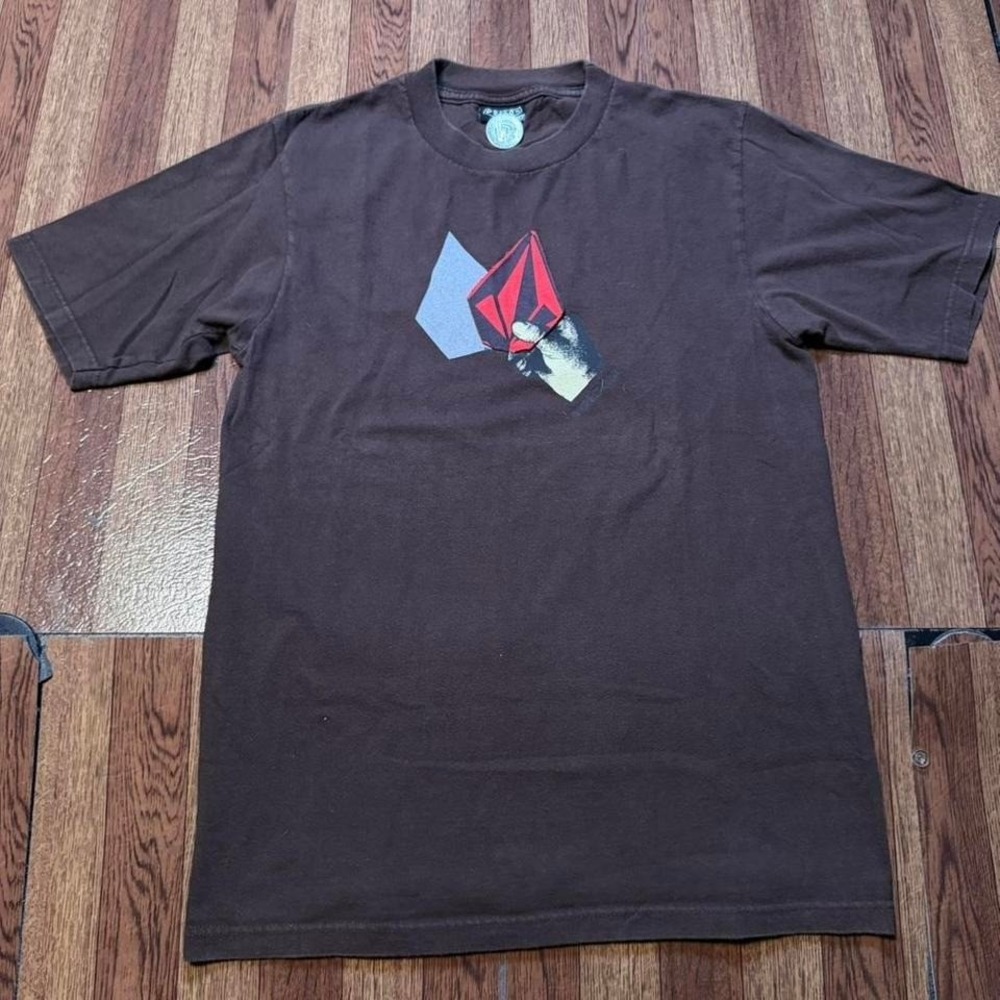 Volcom Brown Vintage Center Graphic Retro Shirt Small
